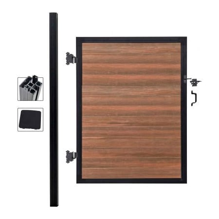 Jewett Cameron Companies Full Composite 4'W x 6'H King Cedar Aluminum/Composite Adjustable Fence Gate Kit - IN GROUND ONLY EF UT1216